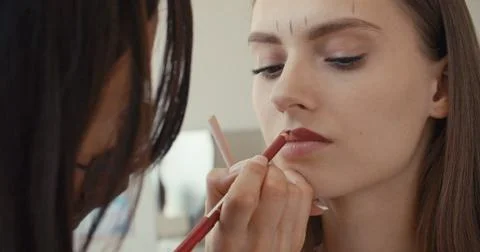 Microblading workflow beauty face Stock Photos