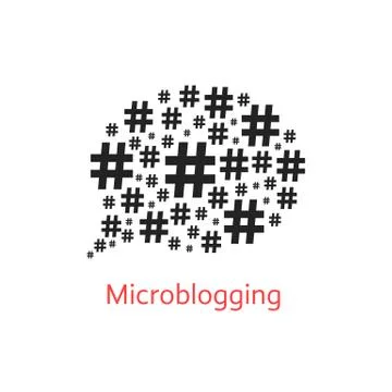 Microblogging icon with speech bubble from hashtag Stock Illustration