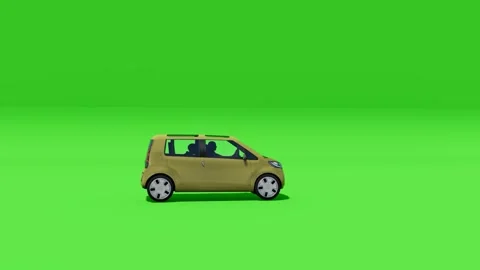 Microcar Small Urban Hatchback Rendered on Green Background Video stock 312972995