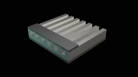 Microchannel heat exchange cooling system. 3d animation rendering Stock Footage 141836596