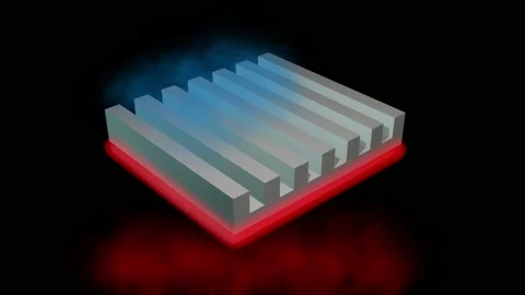Microchannel heat exchange cooling system. 3d animation rendering Stock-Footage 141836598