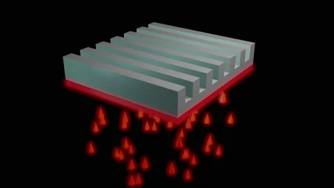 Microchannel heat exchange cooling system. 3d animation rendering Stock Footage 141836599