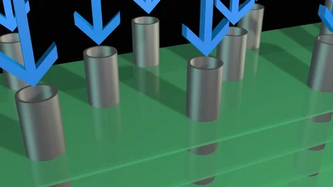 Microchannel heat exchange cooling system. 3d animation rendering Stock Footage 141836602