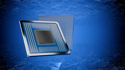 Microchip on abstract network background. Stock Footage 264781390