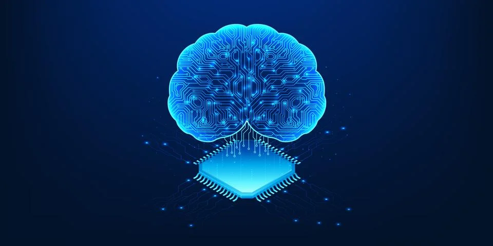Microchip with an AI brain represents Agentic AI technology that has the ab.. 스톡 일러스트