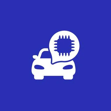 Microchip and car icon, vector 스톡 일러스트