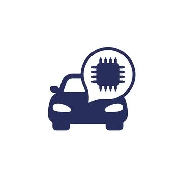 Microchip and car icon on white 스톡 일러스트