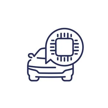 Microchip and car line icon 스톡 일러스트