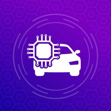 Microchip and a car vector icon Stock Illustration