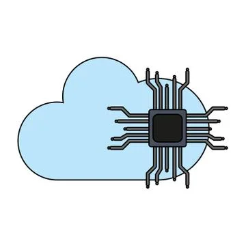 Microchip and cloud computing Stock Illustration