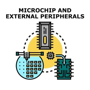 Microchip and external peripherals technology development process Stock Illustration