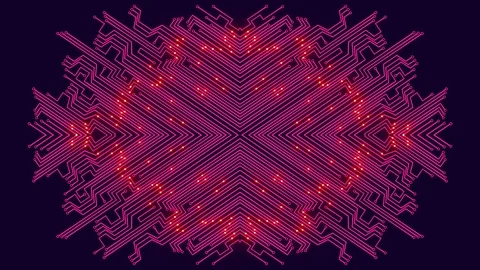 Microchip and moving glowing lights on dark purple background animation Stock Footage 118846855