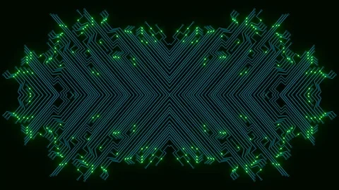 Microchip and moving glowing lights on dark background animation Stock Footage 119575873