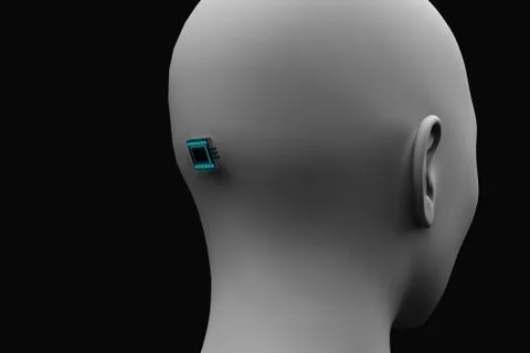 Microchip in the back of the head Stock Illustration