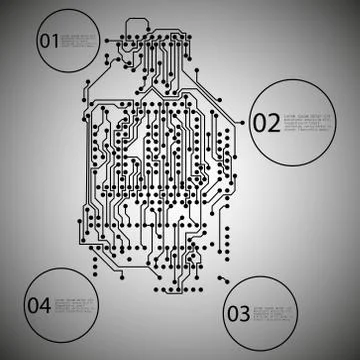 Microchip background, infographic design of an electronic circuit, EPS10 vector Stock Illustration