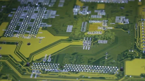 The microchip on the board rotates around the camera.  Stock Footage 60659894