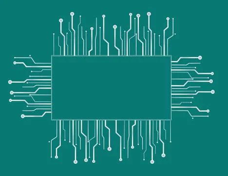 Microchip box technology line background Stock Illustration