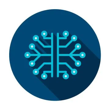 Microchip Brain Circle Icon Illustrazione stock