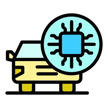 Microchip car icon vector flat Stock Illustration