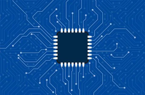 Microchip in the center, Artificial intelligence concept. vector illustration Stock Illustration