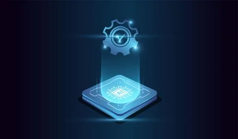 The microchip at the center represents computational power. with Futuristic.. Stock Illustration