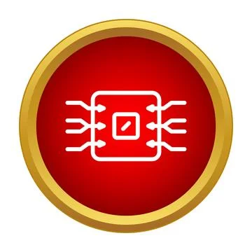 Microchip central processing unit icon in circle Stock Illustration