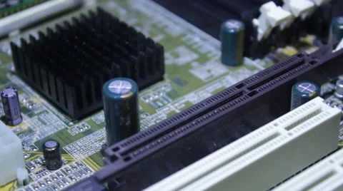 The microchip, the chip, the processor on the board rotates around the camera Stock Footage 60659947
