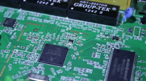 The microchip, the chip, the processor on the board rotates around the camera Stock-Footage 60659957