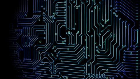 The microchip, the chip, the processor on the board rotates around the camera Stock Footage 84860178