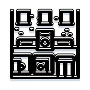 Microchip circuit board abstract black line illustration Stockillustratie