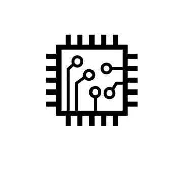 Microchip, Circuit Board, CPU Solid Flat Vector Icon Isolated on White Backgr Stock Illustration