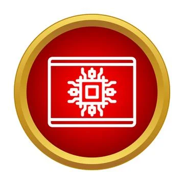 Microchip on a circuit board icon concept Stock Illustration