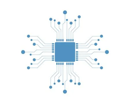 Microchip Circuit Board Icon. Digital Technology Processor Vector Illustration Stock Illustration