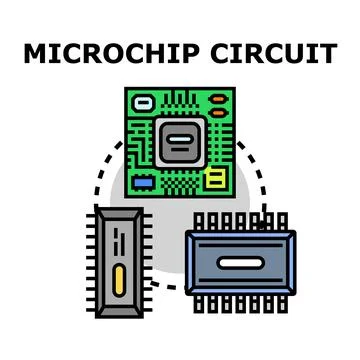 Microchip circuit board integrated components technology Stock Illustration