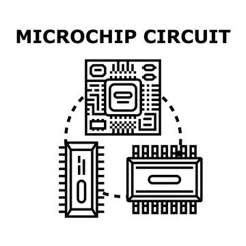 Microchip circuit board integrated components technology Stock Illustration