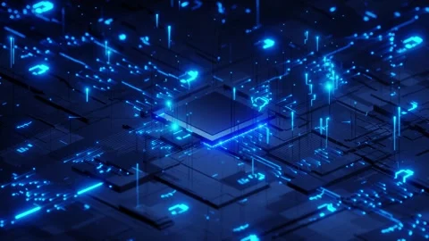 Microchip circuit board motion background loop animated Stock Footage 319835460