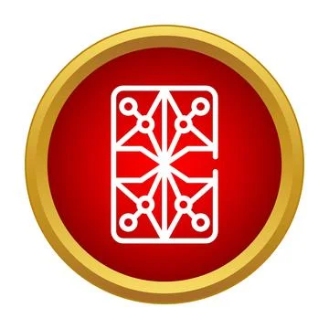 Microchip circuit board pattern data icon button Stock Illustration