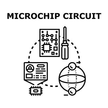 Microchip circuit development process and engineering Illustrazione stock