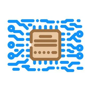 Microchip circuit lines color icon vector illustration Stock Illustration