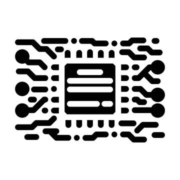Microchip circuit lines glyph icon vector illustration Stock Illustration