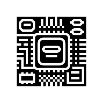 Microchip circuit lines glyph icon vector illustration Stock Illustration