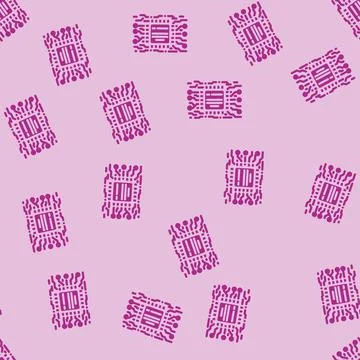 Microchip circuit lines glyph vector seamless pattern Stock Illustration