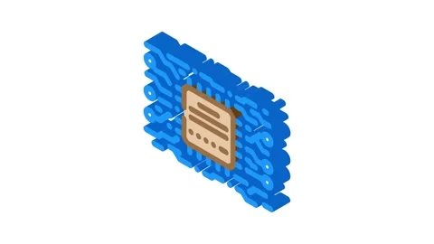 Microchip circuit lines isometric icon animation Stock Footage 327275366