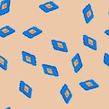 Microchip circuit lines isometric icon seamless pattern Illustrazione stock