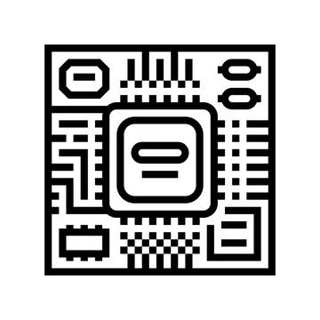 Microchip circuit lines line icon vector illustration Stock Illustration