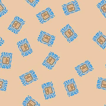 Microchip circuit lines vector seamless pattern Illustrazione stock