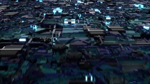 Microchip city flyby loop Stock Footage 85067045