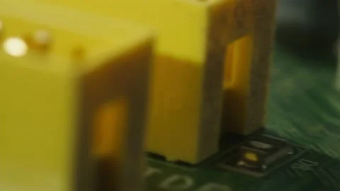 Microchip close-up, computer processor, motherboard. microcircuit details macro Stock Footage 165222248