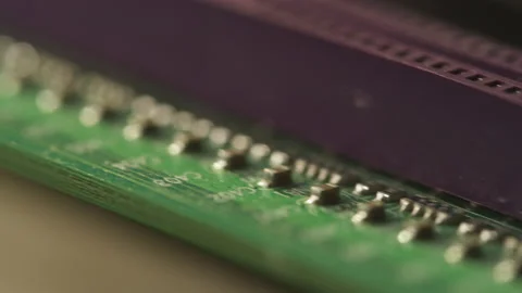Microchip close-up, computer processor, motherboard. microcircuit details macro Stock Footage 166320653
