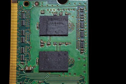 Microchip components on a black background Stock Photos